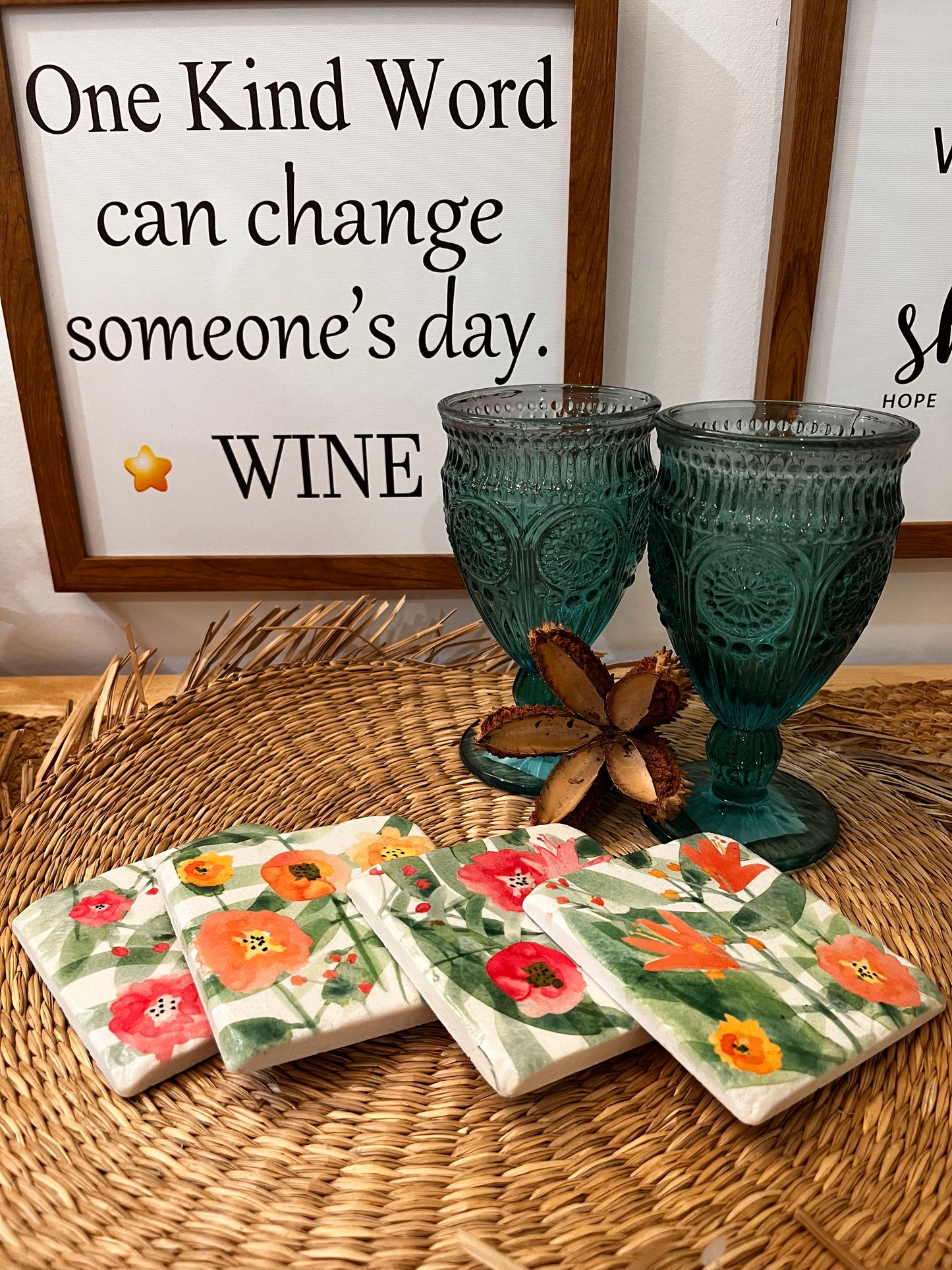 Poppy Coasters x 4