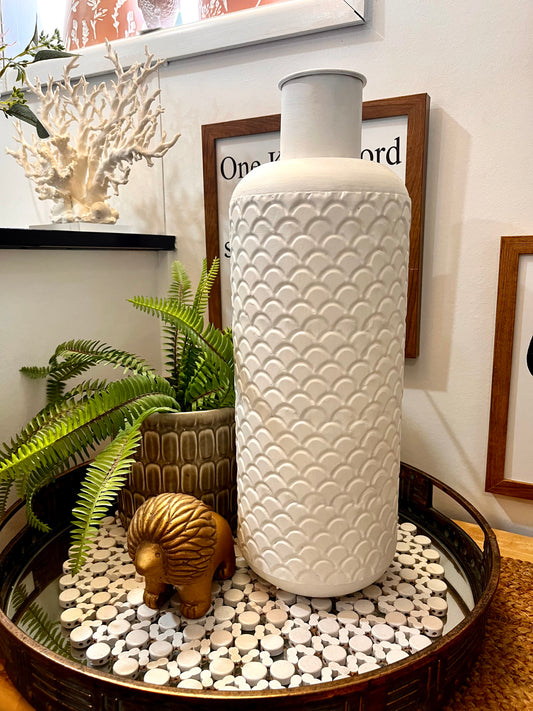 Large White Scale Vase