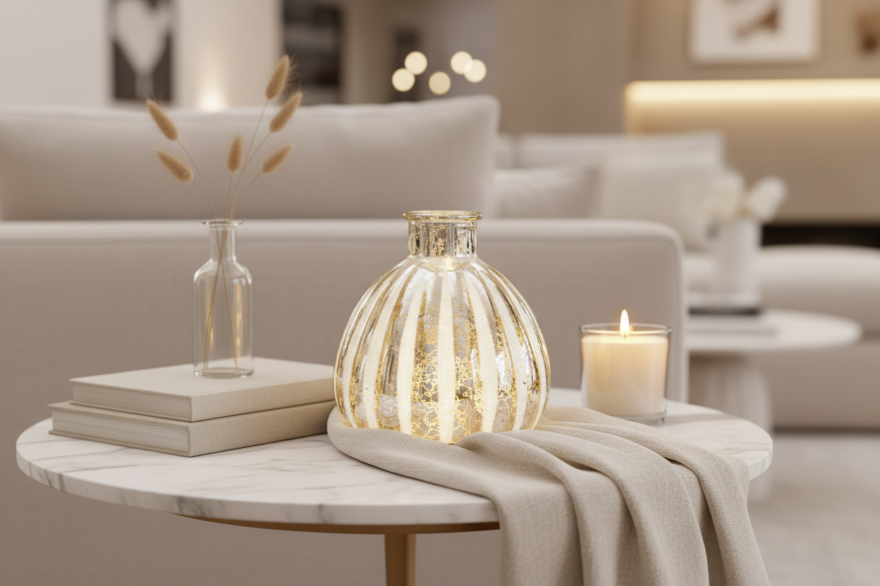 LED Glass Vase Lantern - White