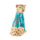 Ceramic leopard planter in a blue jumper with a snake design 