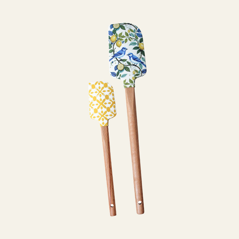 Set of 2 spatulas with lemon tree and blue bird
