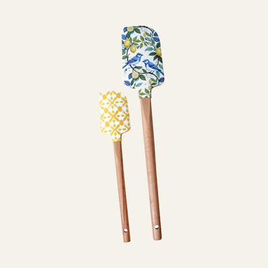 Set of 2 spatulas with lemon tree and blue bird
