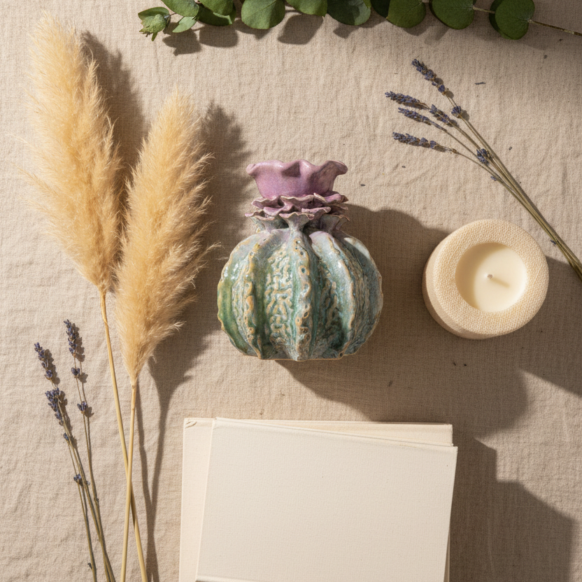 Lilac Petal Reactive Glaze Ceramic Vase