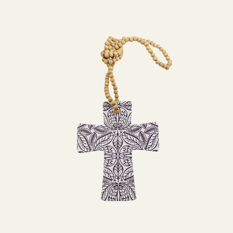 Ceramic Beaded Cross Ornament -Assorted Designs