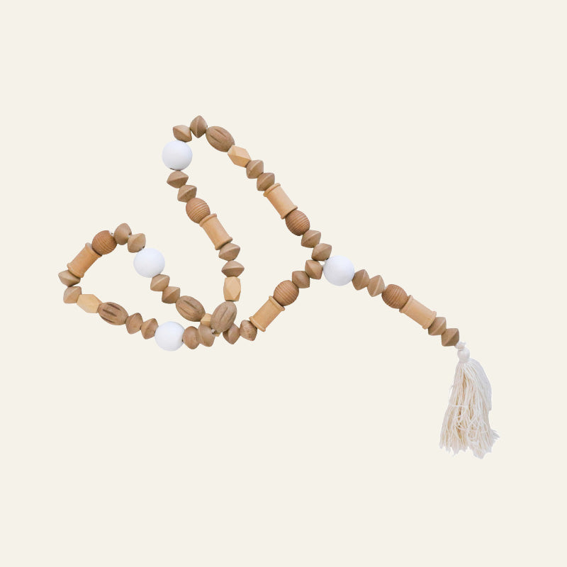 Natural Wood Beaded Garland Tassel Garland