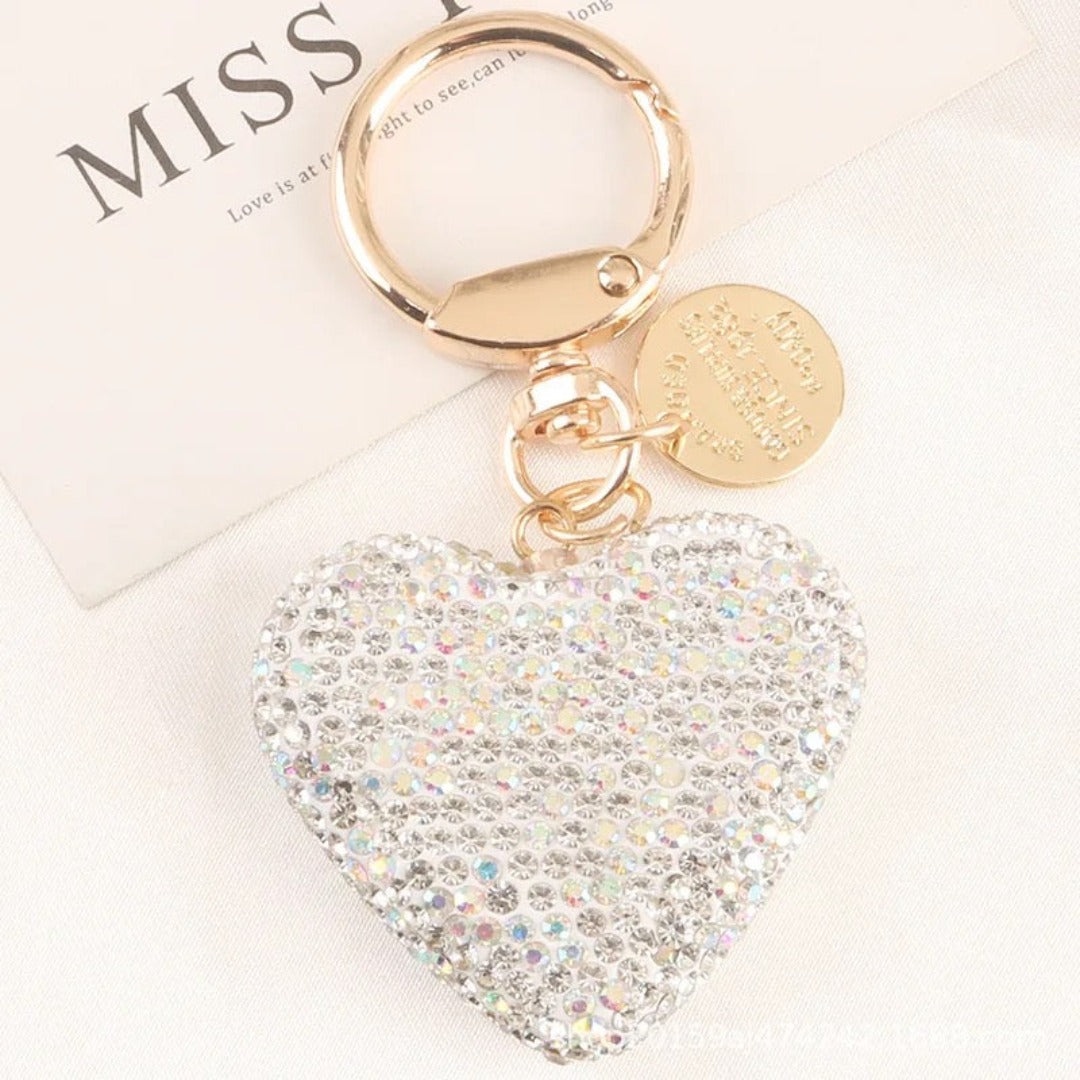 Clear Heart Bling Key Ring