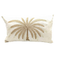 Palm Cream cotton cushion cover with embroidered palm design in soft neutral tones