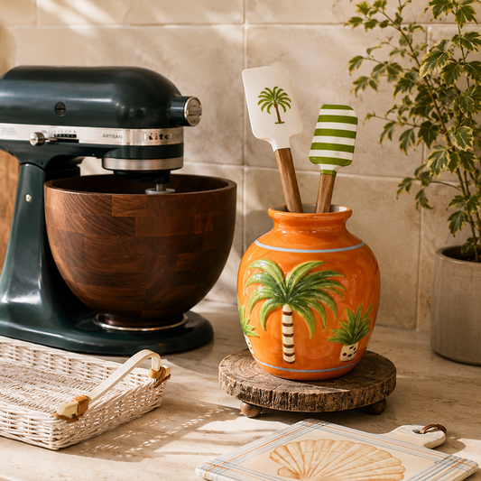 Tropical Palm Ceramic Vase