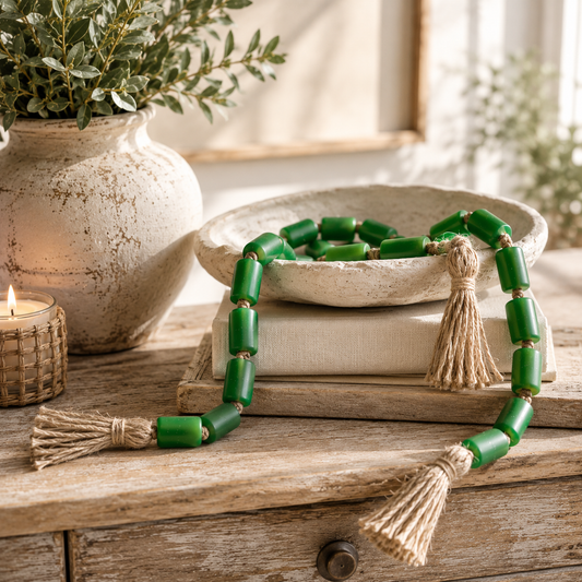 Emerald Glass Bead Garland