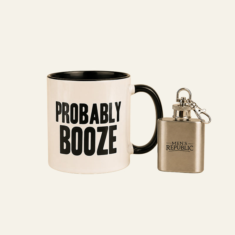 Probably Booze Mug & Mini Hip Flask Gift Set