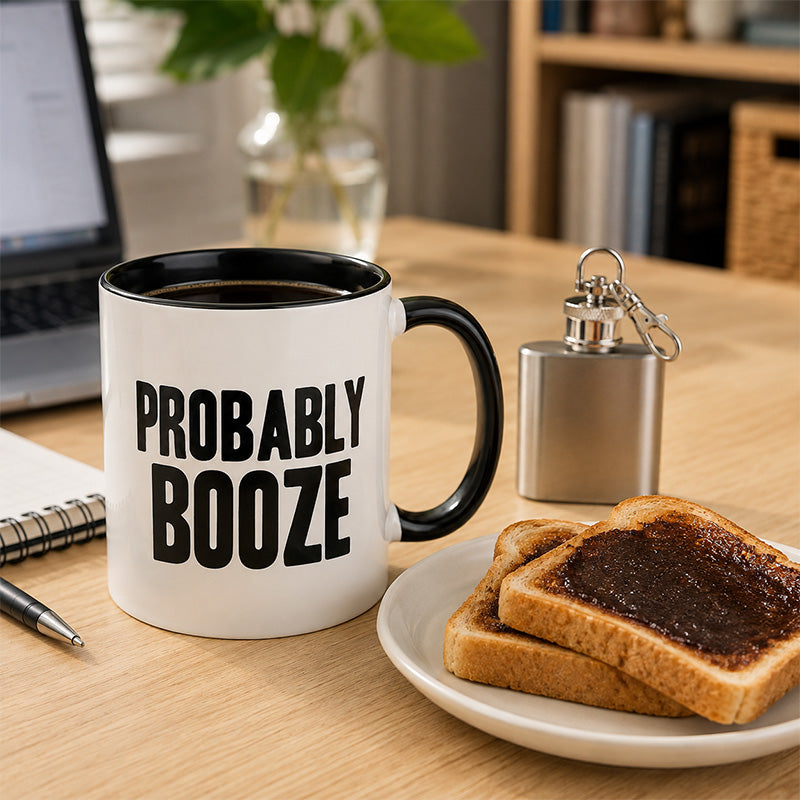 Probably Booze Mug & Mini Hip Flask Gift Set