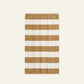 Rectangular French linen tea towel with broad tan and warm white horizontal stripes.