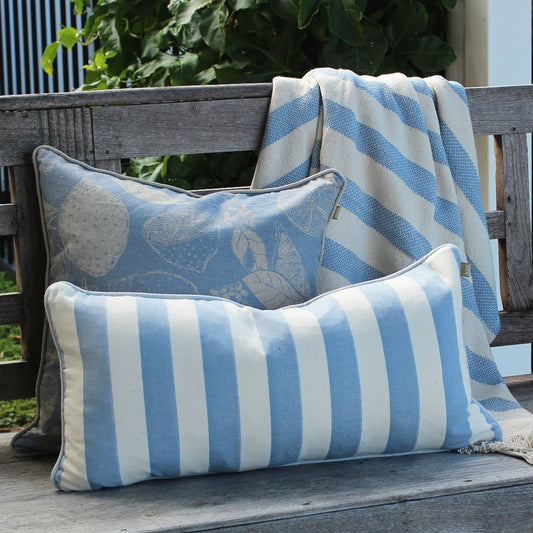 Bold Stripe Breakfast Light Blue Cushion