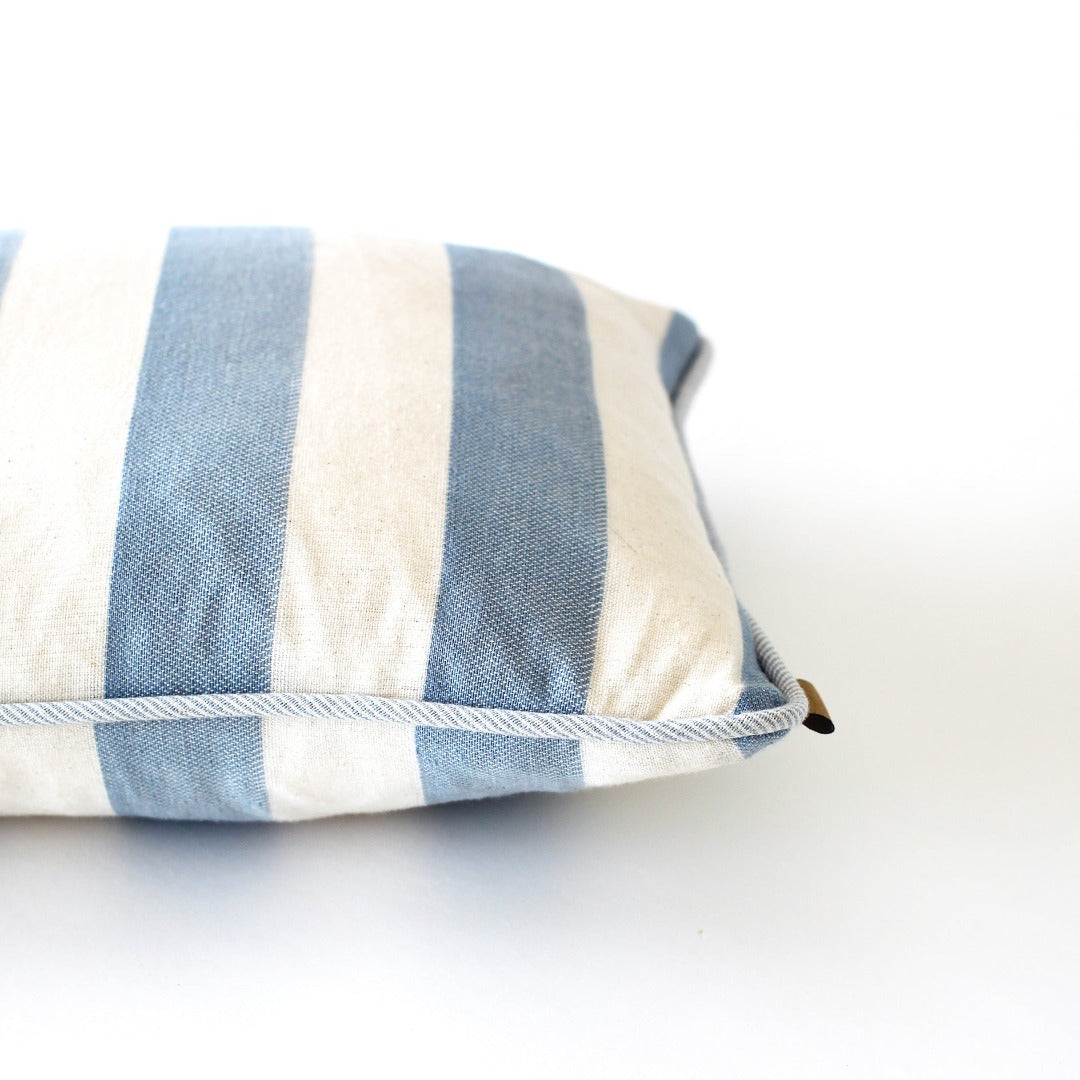 Bold Stripe Breakfast Light Blue Cushion