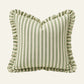 Reversible Linen Ruffle Cushion Cover – Green Stripe 45x45cm