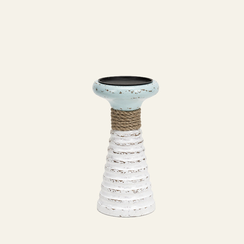 White & Sage Rope Candle Holders 20cm and 30cm