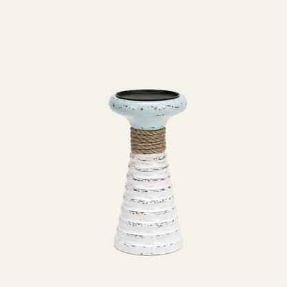 White & Sage Rope Candle Holders 20cm and 30cm