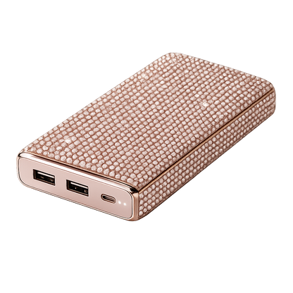 Luxe Crystal Portable Charger, 10,000 mAh - crystal, rose gold, pink, purple, aqua