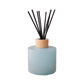 Diffuser with black sticks on a light blue bottle 