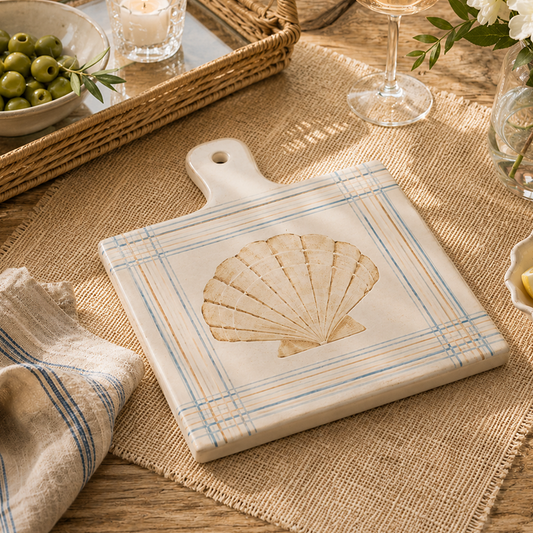 Decorative trivet with shell design on a table setting