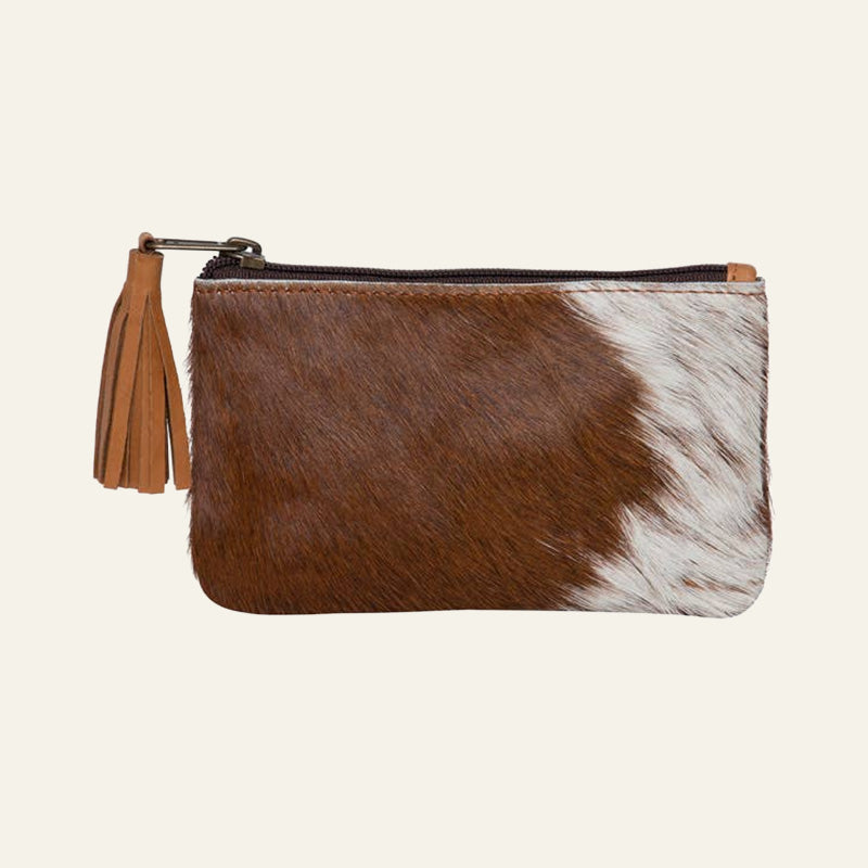 Small Cowhide Tassel Clutch