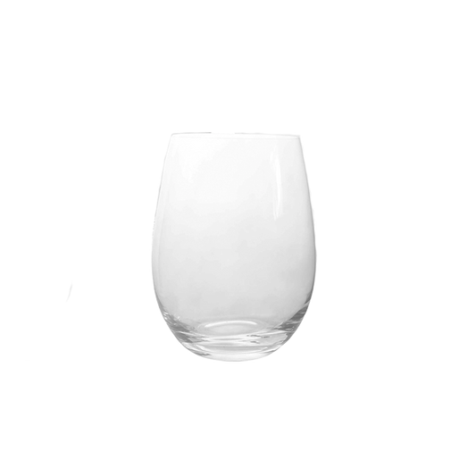 Clear glass stemless wine glass