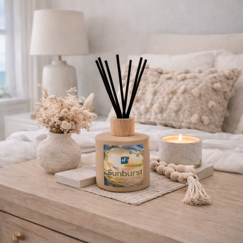 Stunning boho home decor with tan Sunburst Diffuser by Bango jango 