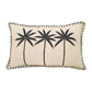 Three Palms cotton cushion cover with embroidered three palm design and stitched edge detail