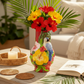 Tall Tropical Parrot Ceramic Vase