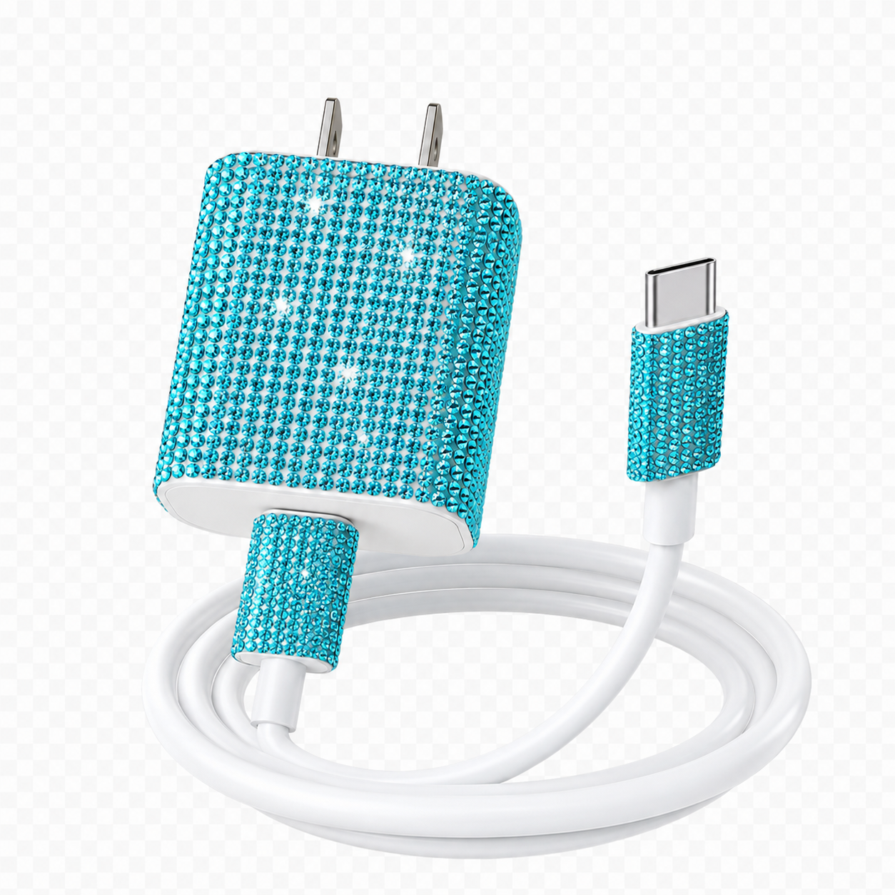 Crystal USB-C Charging Set – Crystal Clear & Aqua