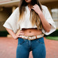 Boho Cowhide Belt - Belt04: Black & White / XL