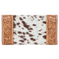 Tooled Leather & Cowhide Trifold Wallet