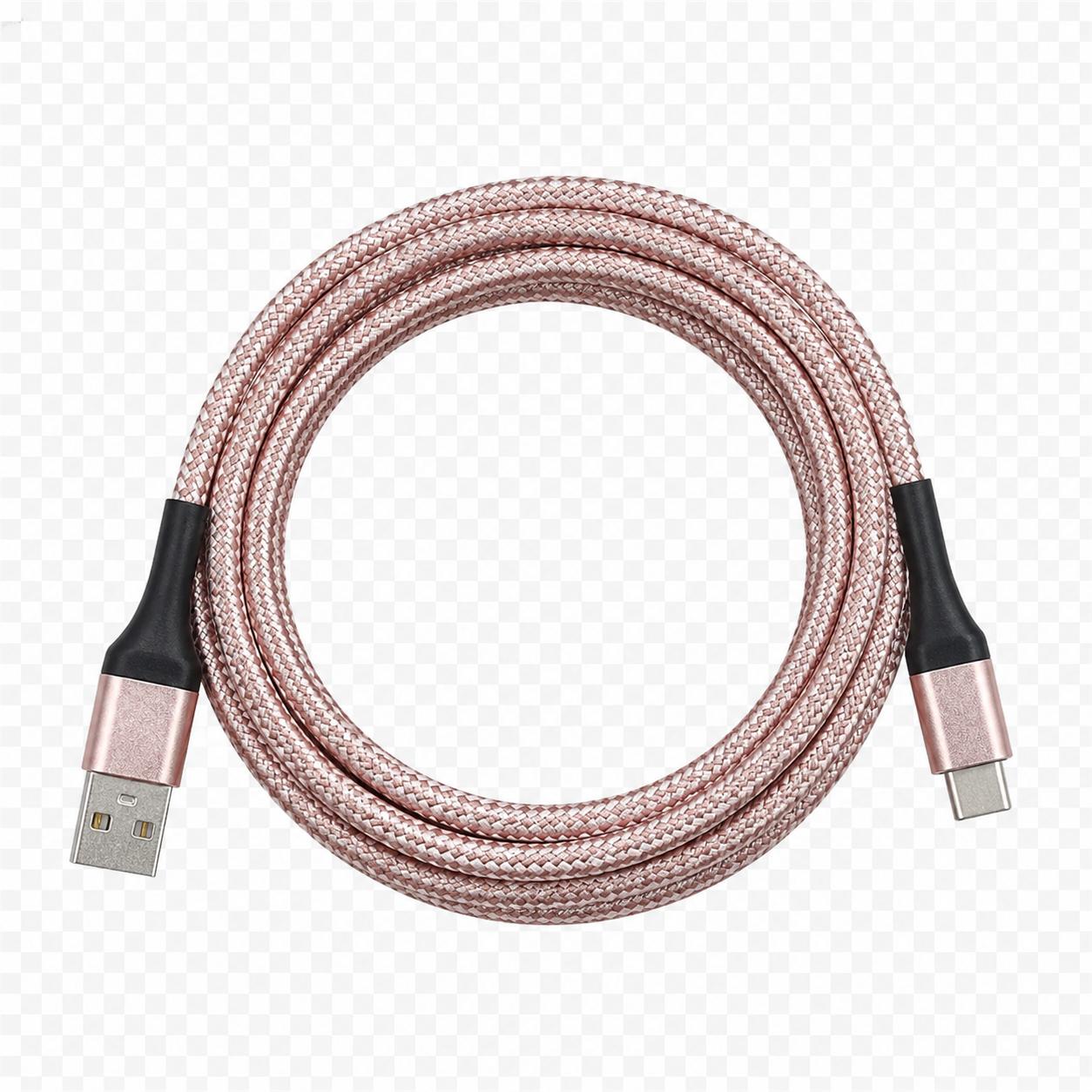 10ft Braided Lightning Charging Cable – Silver, Pink, Aqua & Black