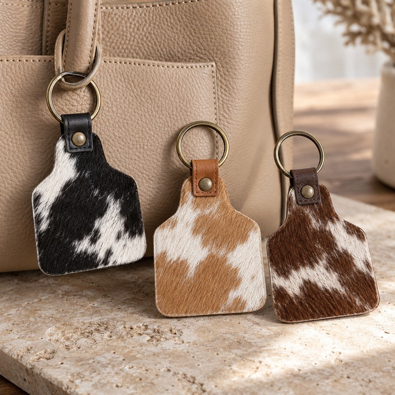 Cattle Tag Cowhide Keyring