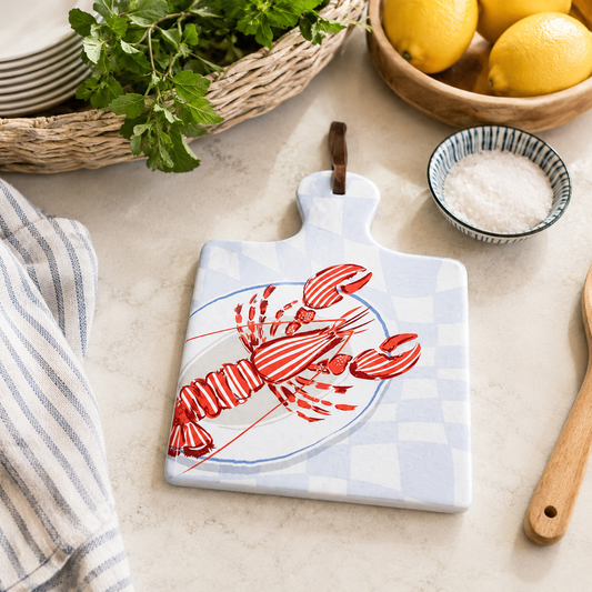 Coastal Lobster Ceramic Serving Board & Trivet