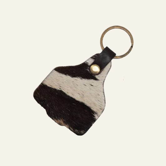 Cowhide Keyring – Black & White