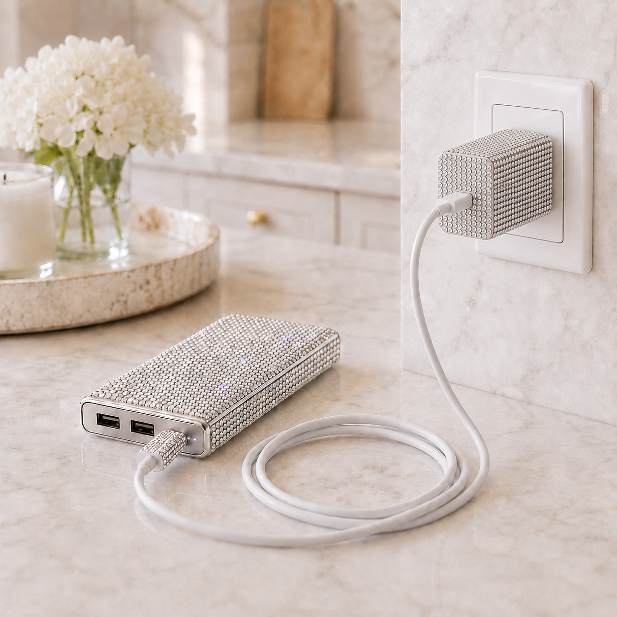 Crystal USB-C Charging Set – Crystal Clear & Aqua