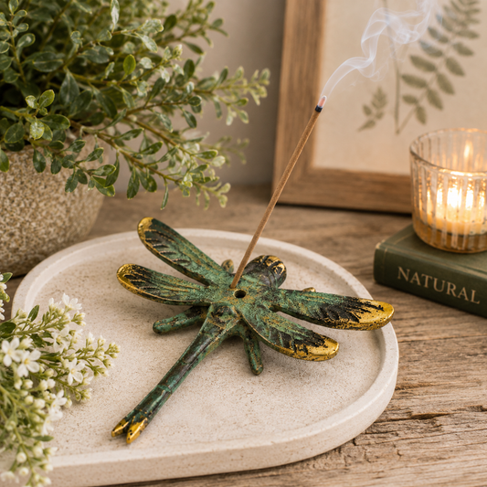 Dragonfly Brass Incense Holder