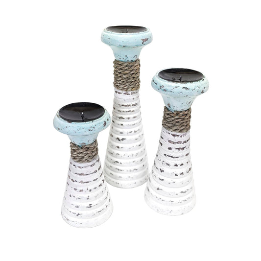 Candle Holders Rope White/Sage: Large