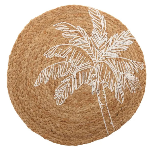 PALM JUTE ROUND PLACEMAT 35CM NATURAL/WHITE