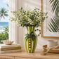 Green Striped Palm Tree Vase