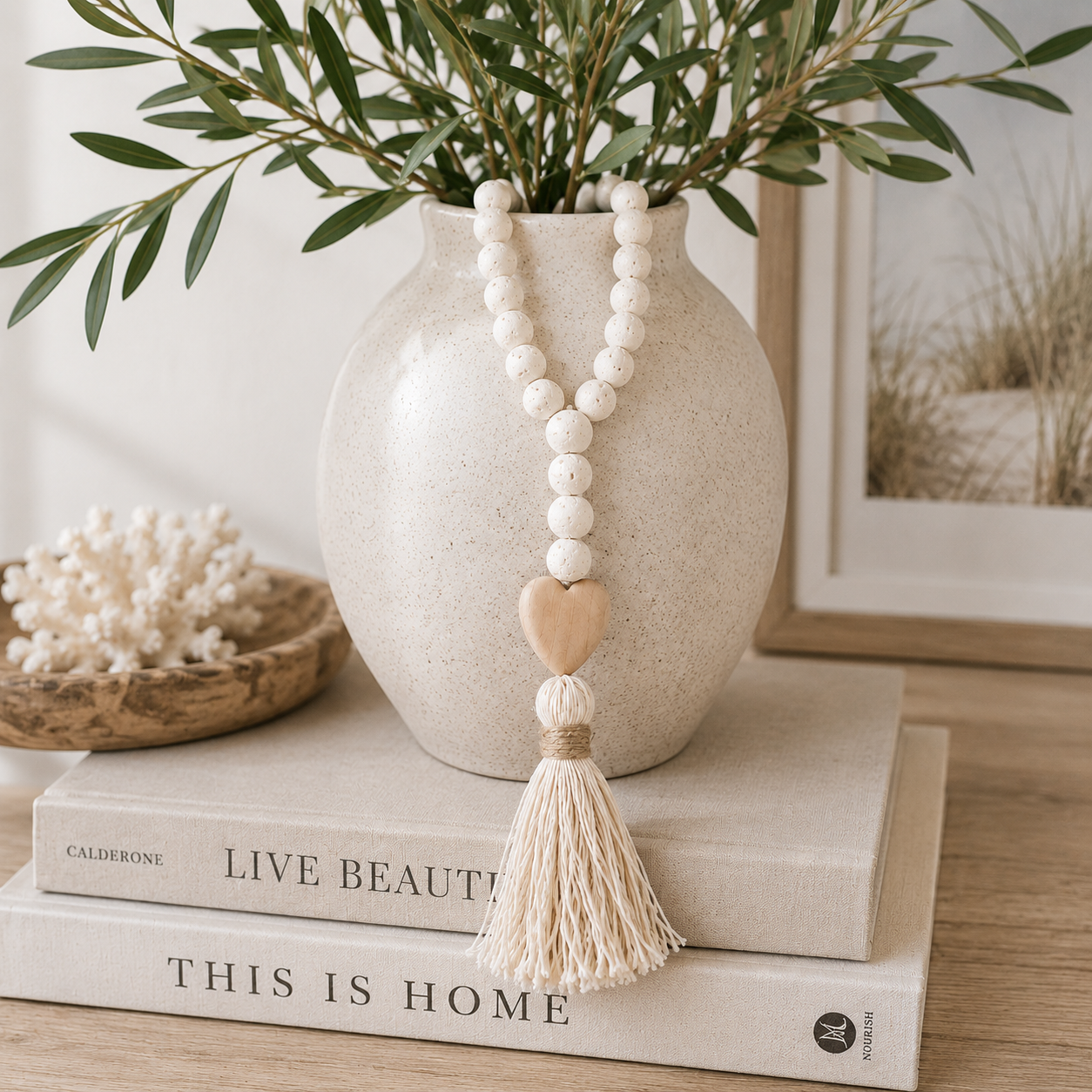 Heart Drop Beaded Tassel Loop