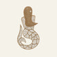 Natural rope mermaid wall hanging with white shell inlay detail and curled tail design.
