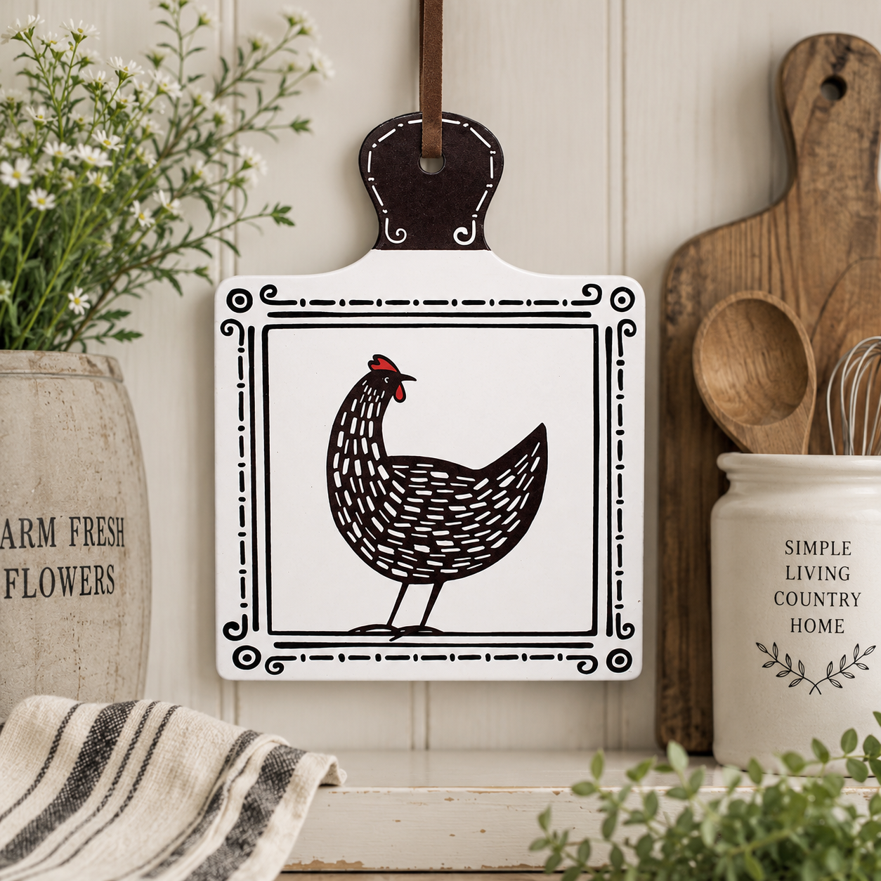Monochrome Hen Trivet