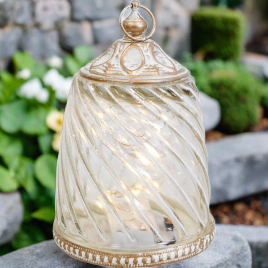 Lantern Led Swirl Gold/wash