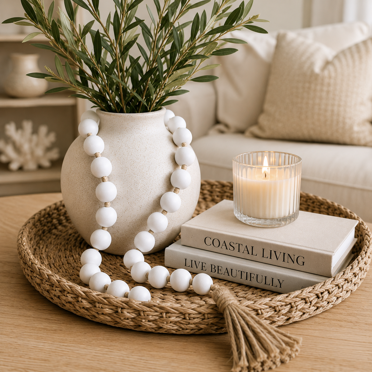 Statement White Beaded Garland