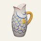 yellow and blue ceramic fish vase