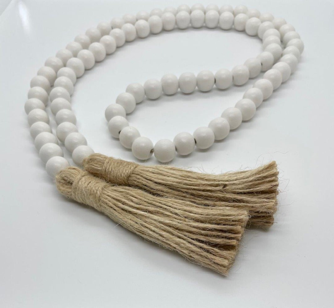Wood White Beads Garland