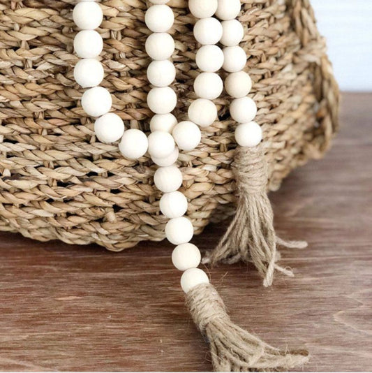 Wood White Beads Garland